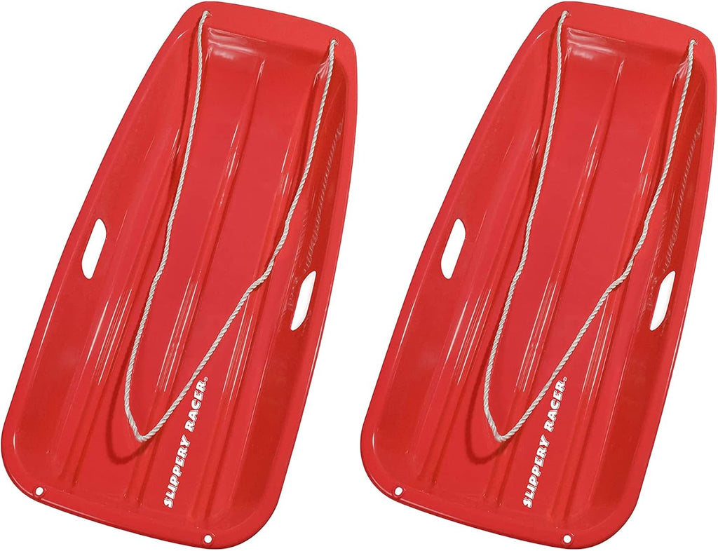Red 2 Pack Plastic Snow Sled with Pull Rope and Handles S471