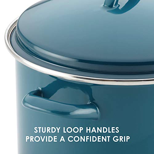 12 Quart Marine Blue Enamel on Steel Stock Pot with Lid S47757