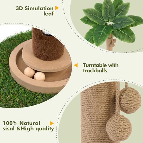 Cat Scratching Post 35'' Tall Cat Scratcher Tree Tower with Cat Toy Mouse Hole and Interactive Wooden Ball L921026