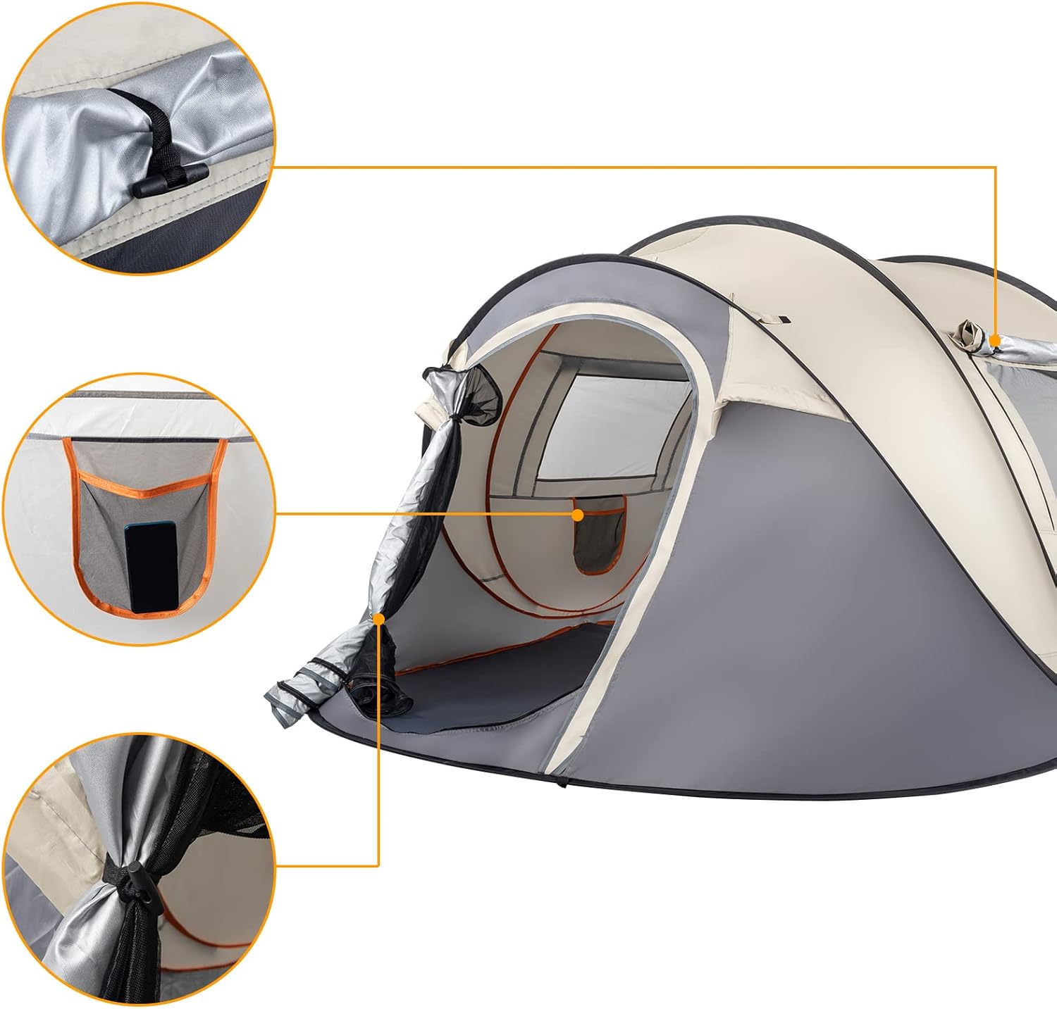4 Person Pop Up Waterproof Camping Tent with 2 Doors V801991