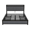 Dark Gray Queen Size Upholstered Platform Bed with 4 Storage Drawers T491351