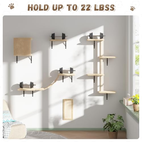 Grey Wall Mounted Cat Shelves Set of 5 U7400