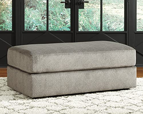 Gray Chenille Oversized Ottoman W85556