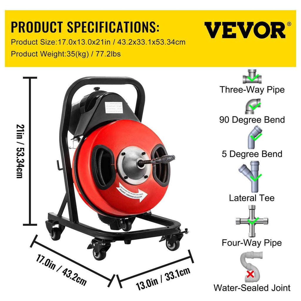 50FT x 1/2In Electric Drain Auger F458
