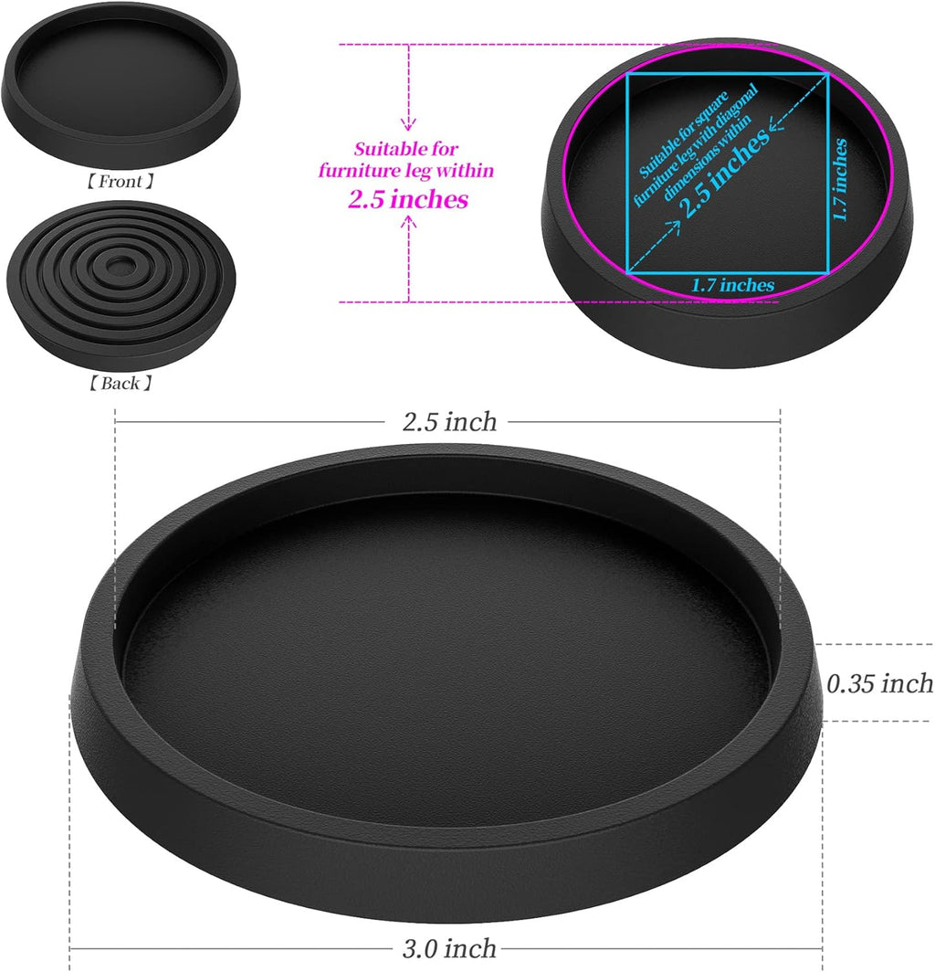 2.5 Inch 4pcs Non Slip Rubber Furniture Coasters A449