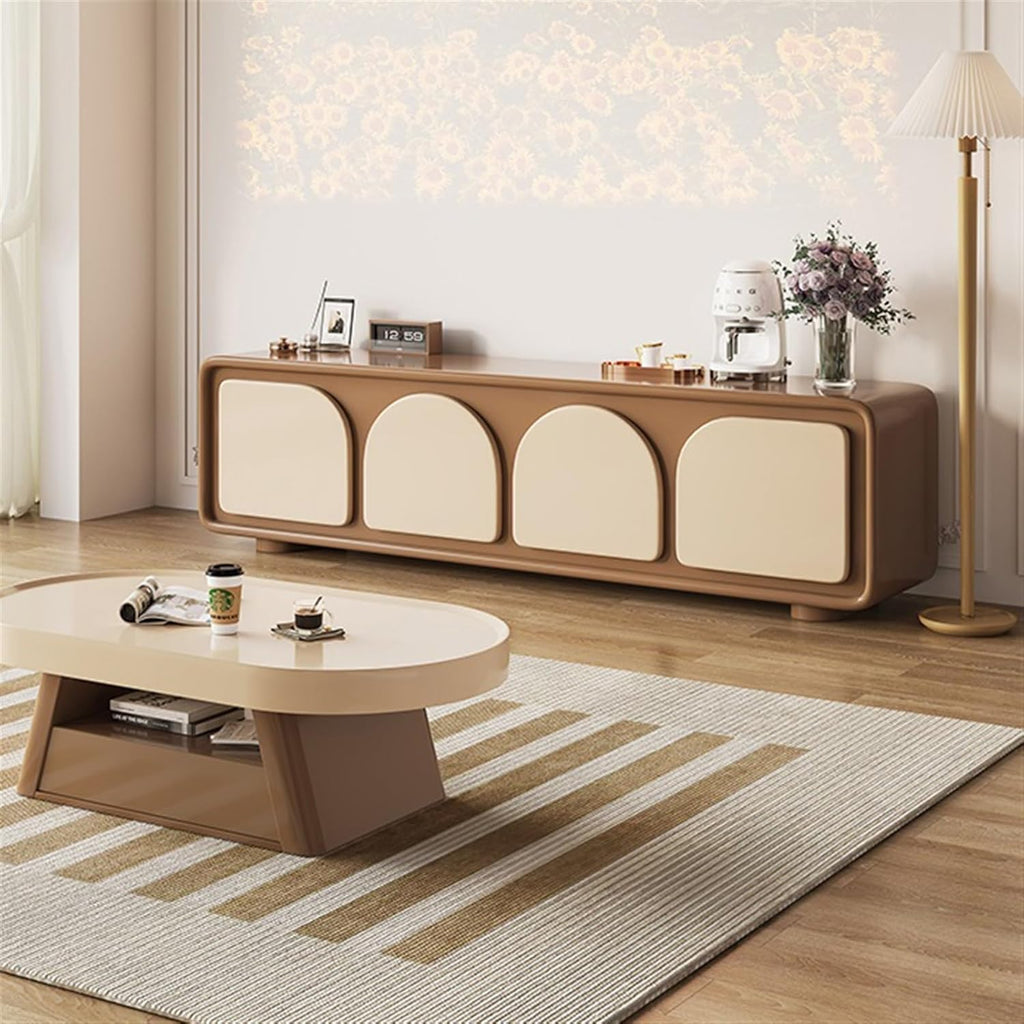 TV Stand Cabinet 4pcs Arched Door Storage Cabinet TV Console X3947