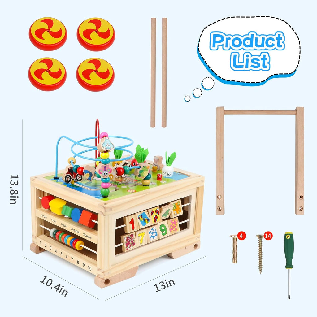 Wooden Activity Cube 7-in-1 Montessori Educational Toy A325
