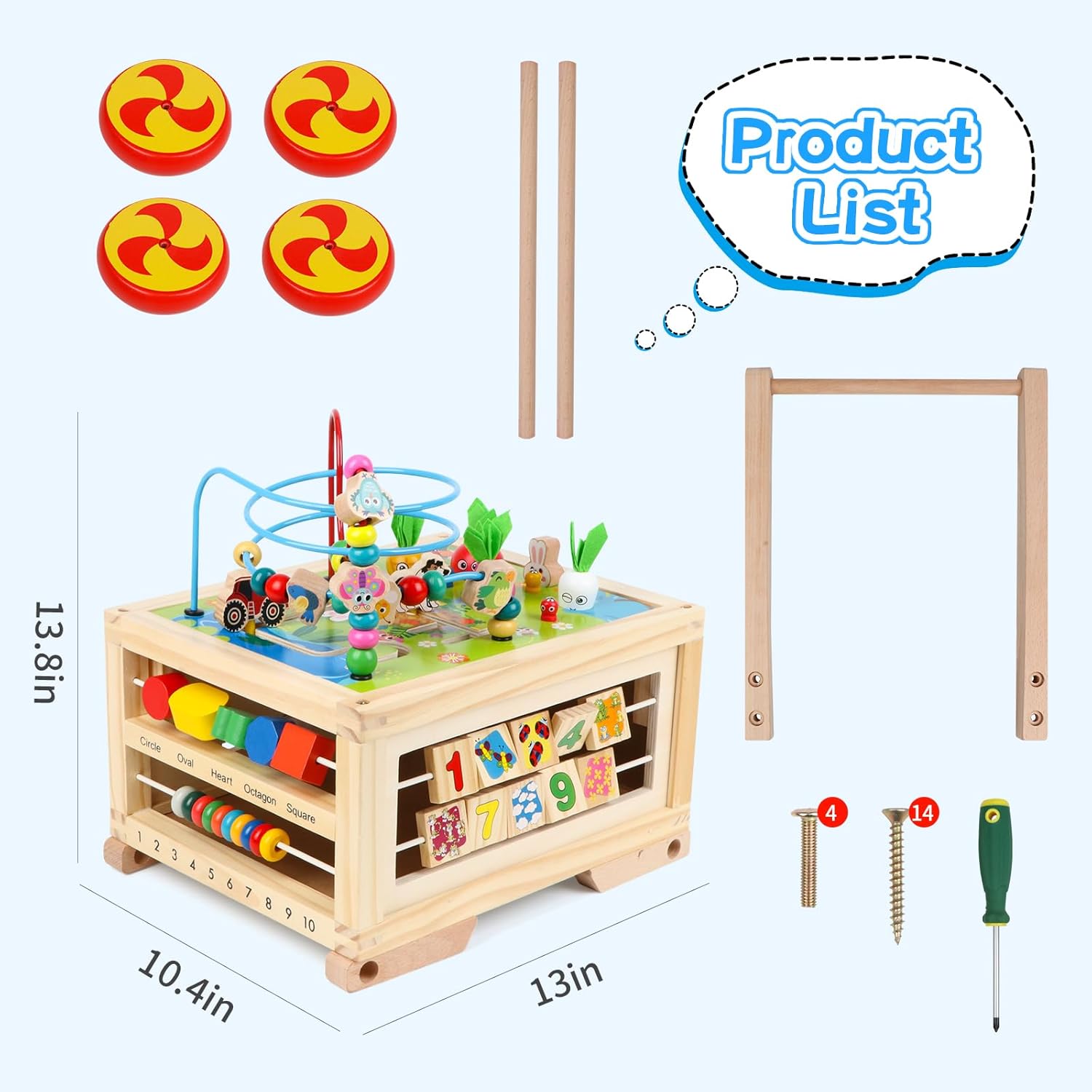 Wooden Activity Cube 7-in-1 Montessori Educational Toy A325