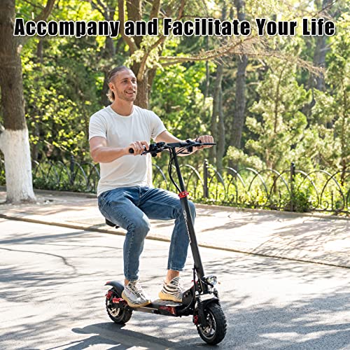 Electric Scooter with 800W Motor, 10'' Solid Tires, Seat & Dual Braking D257485