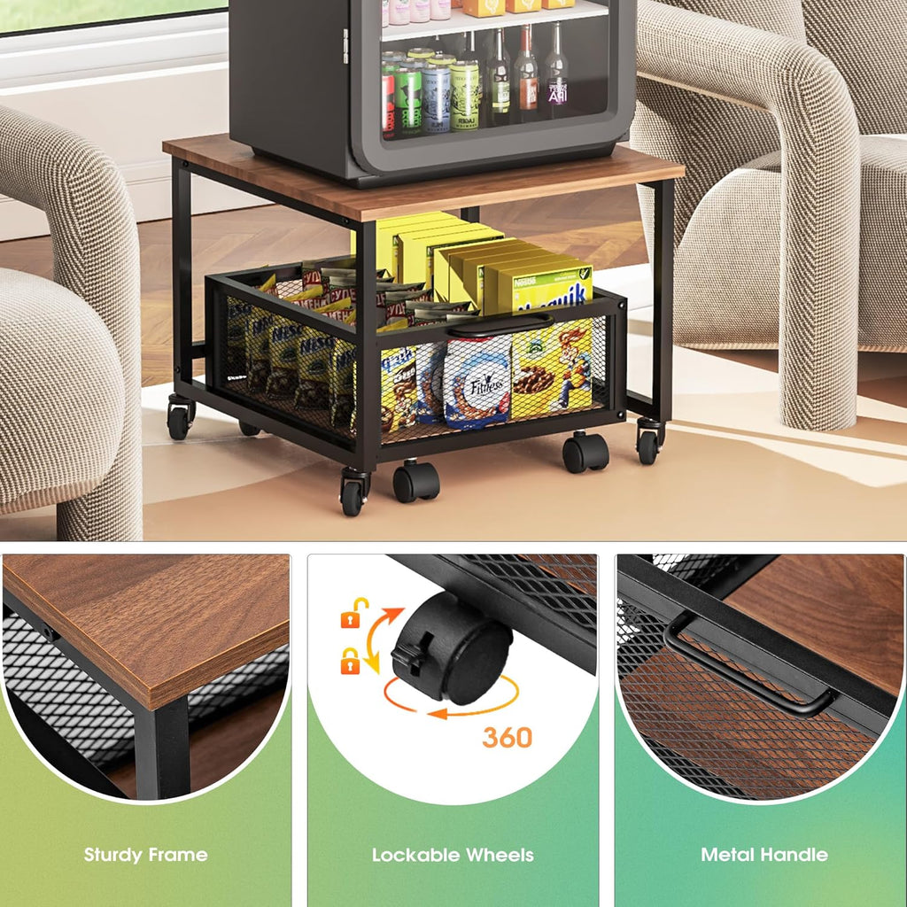 Mini Fridge Stand with Metal Basket Drawers R715163