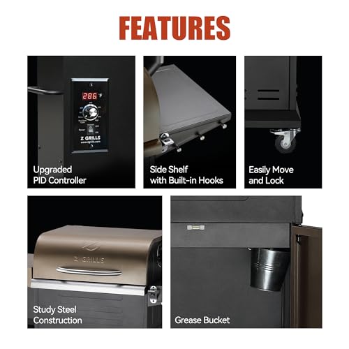 Wood Pellet Grill Smoker with PID Controller, 8-in-1 BBQ Grill, 572 sq in Cooking Area U654505