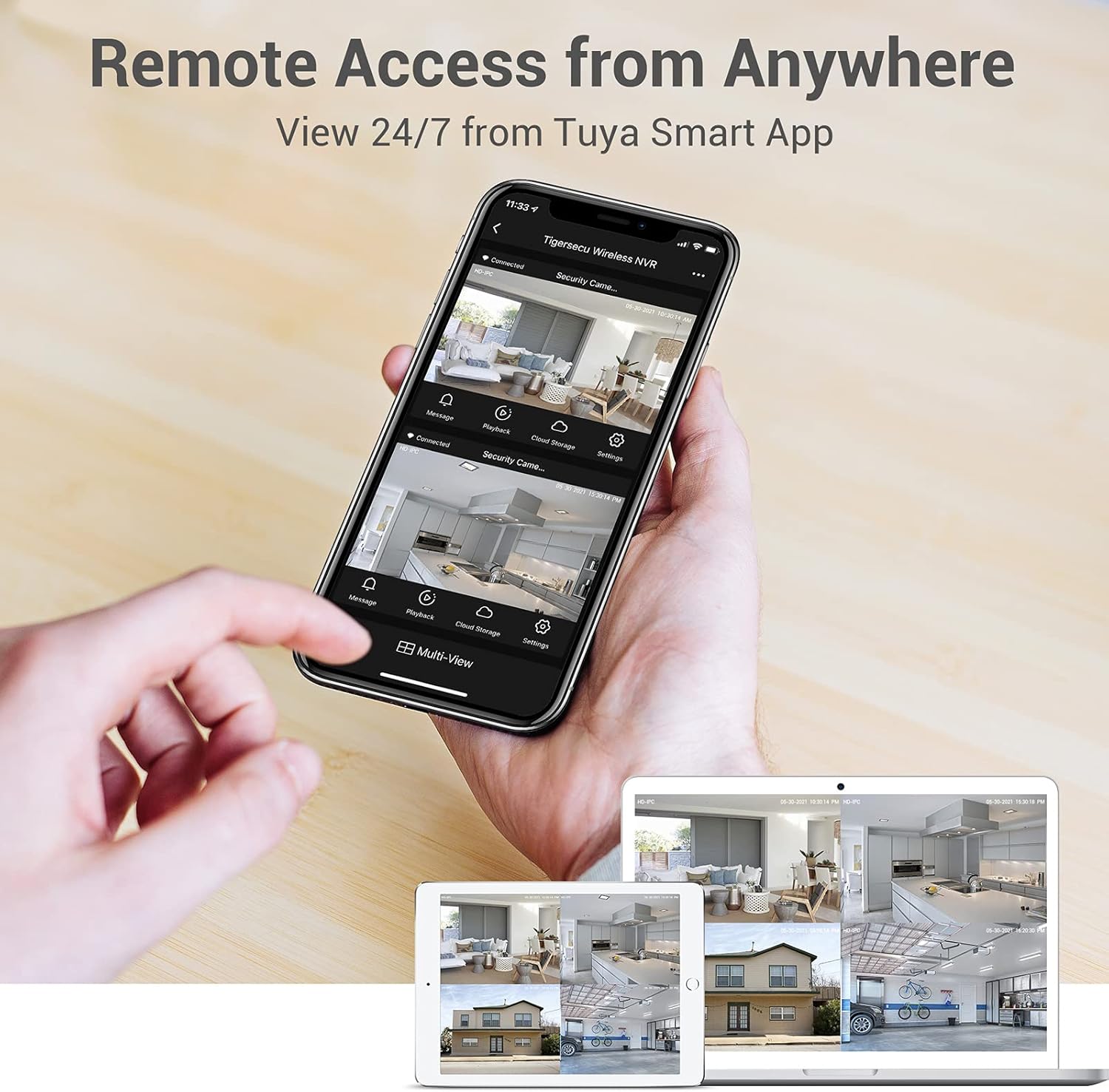 1080P WiFi NVR Security Camera System with Two Way Audio, 1TB Hard Drive, 8 Channel NVR with 4 1080P Wi-Fi IP Cameras B4724