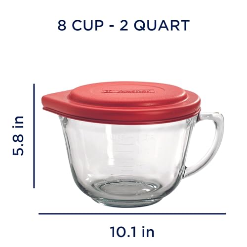2 Quart Glass Mixing Bowl with Red Lid G477