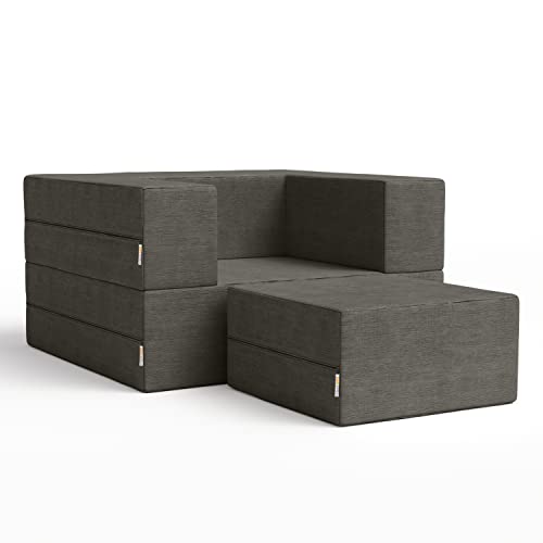 Indigo Convertible Sleeper Futon Chair with Ottoman and Machine-Washable Cover N129