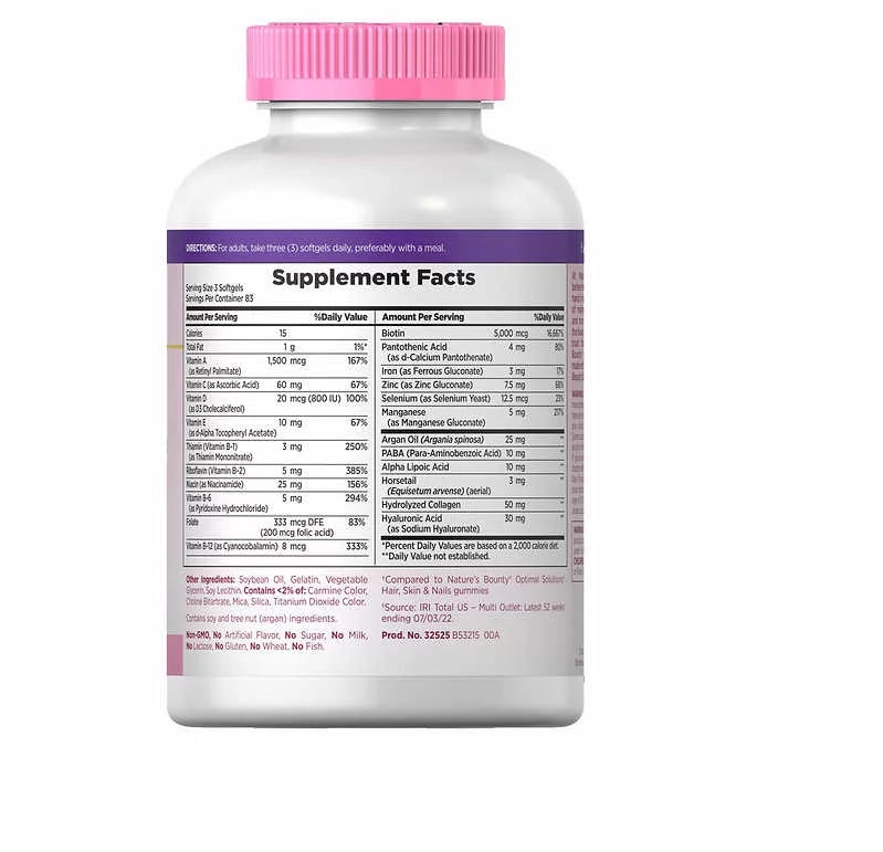 2 Pack Hair Skin and Nails 250 Softgels L893