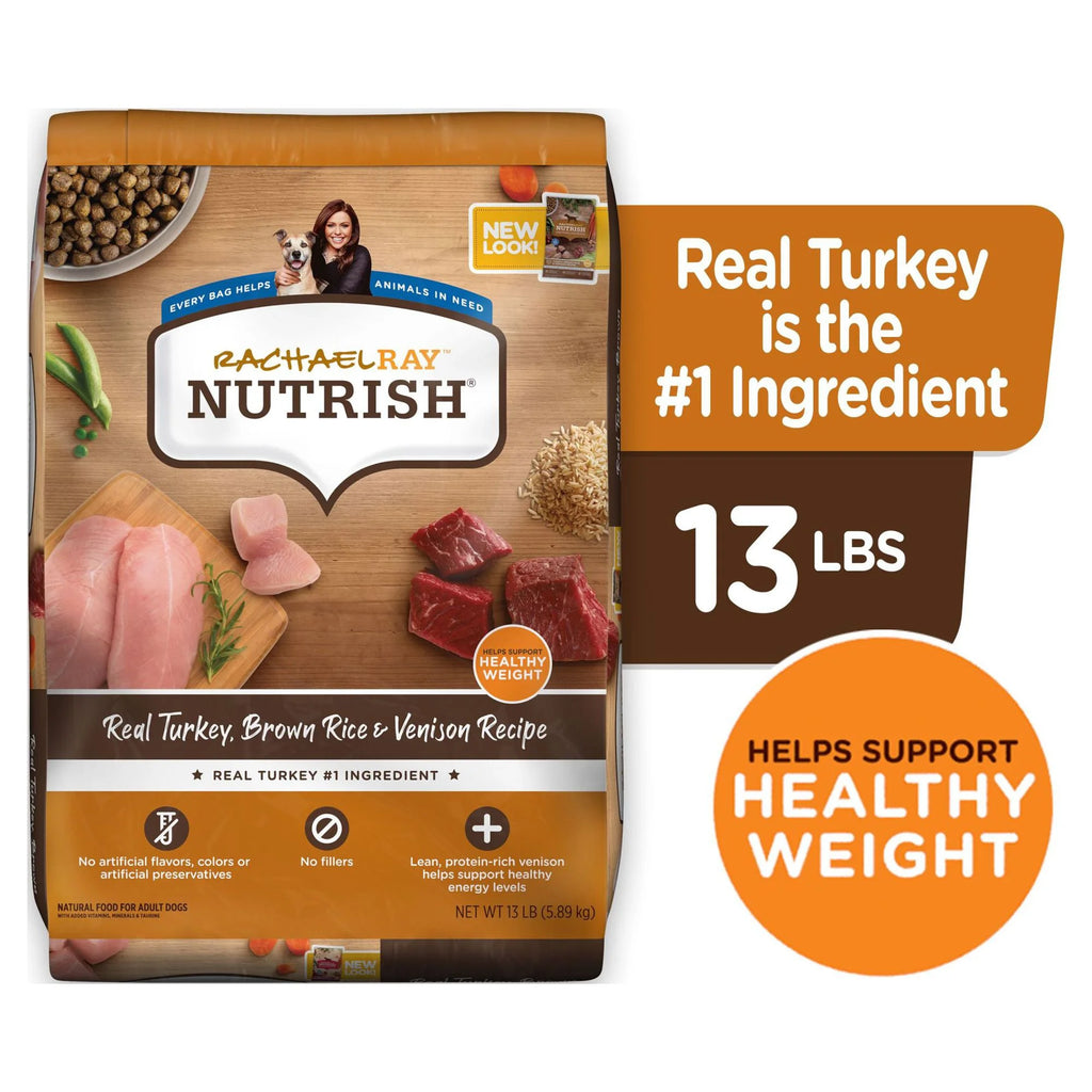 Real Turkey, Brown Rice & Venison Recipe Dry Dog Food, 13 lb. Bag T3020
