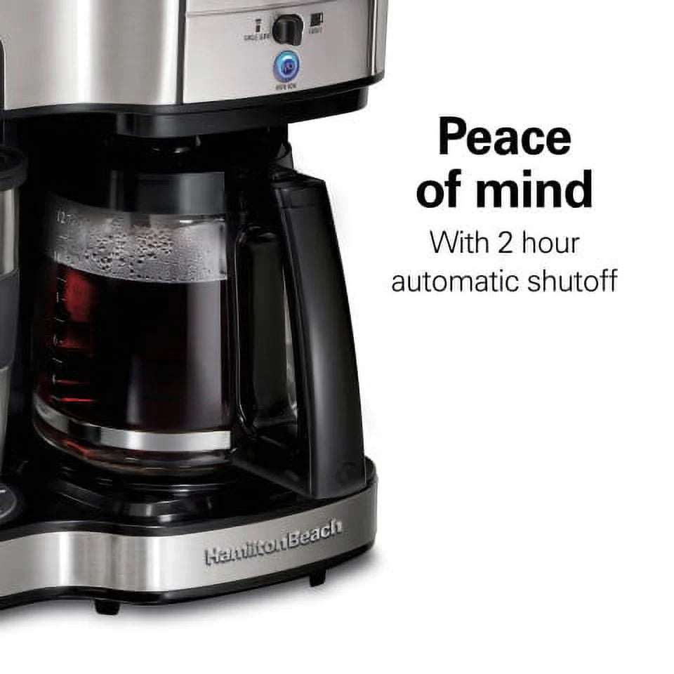 2-Way Coffee Maker, Single-Serve or 12 Cups, Glass Carafe, Black X300130