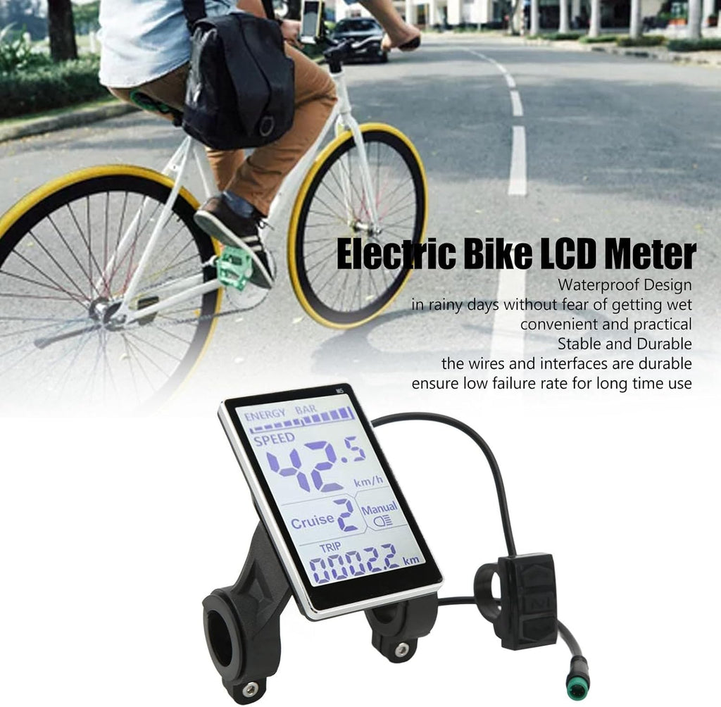 24V 36V 48V 60V 5 Pin M5 LCD Panel Screen for 31.8 22.2mm Handlebar Electric Bikes S50227