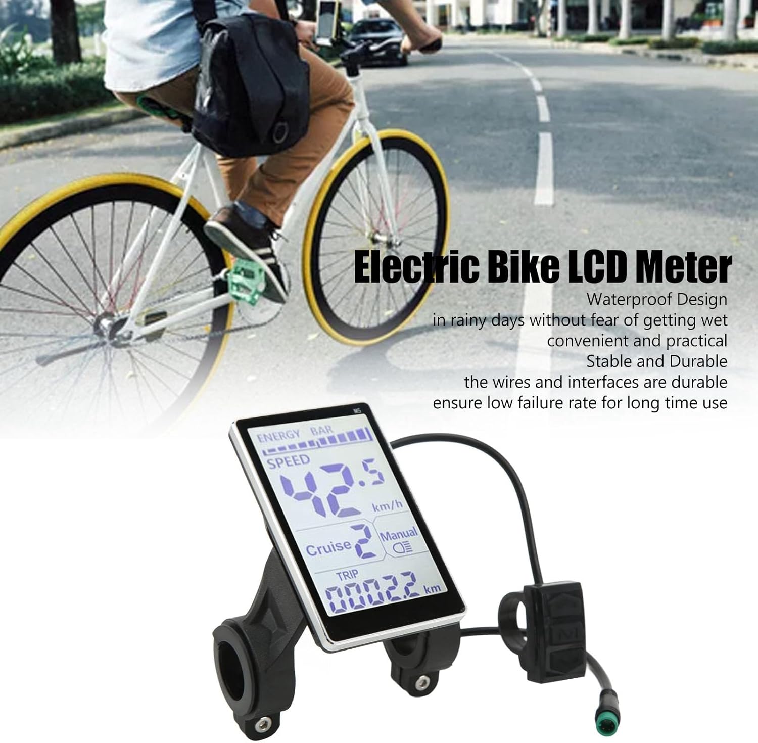 24V 36V 48V 60V 5 Pin M5 LCD Panel Screen for 31.8 22.2mm Handlebar Electric Bikes S50227