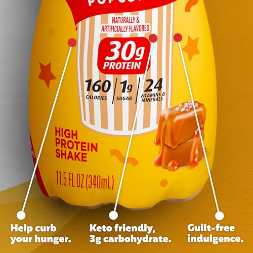 12 Pack 11.5 fl oz Salted Caramel Popcorn Protein Shake F2914
