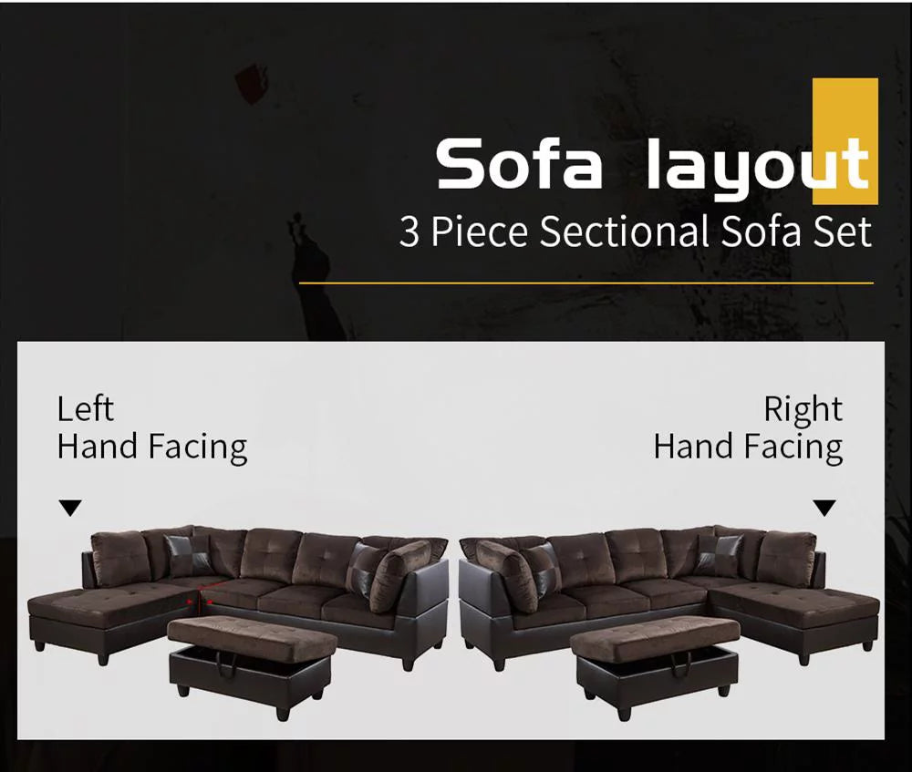 103.5'' Sectional Sofa with Storage Ottoman U88641