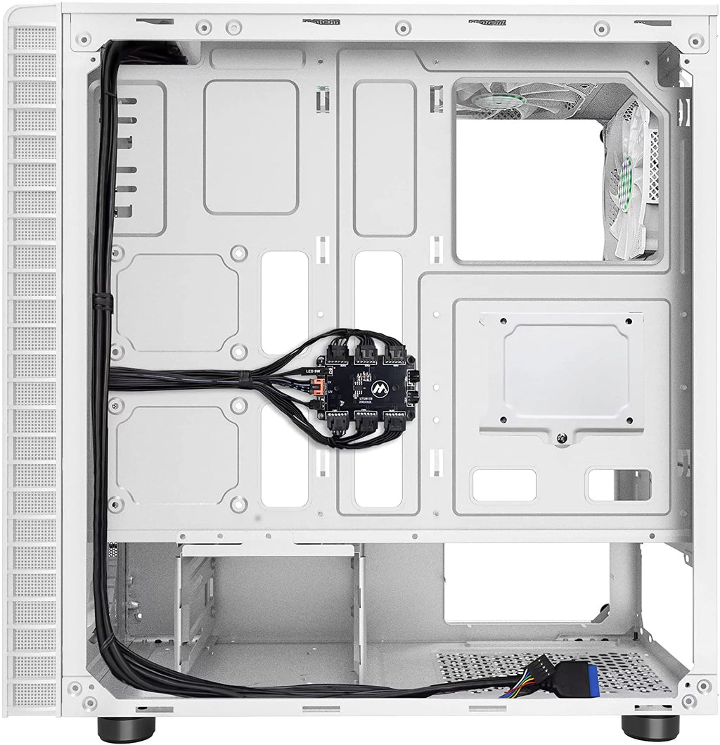 White Mesh Mid-Tower ATX PC Gaming Case with 6 ARGB Fans Tempered Glass T196