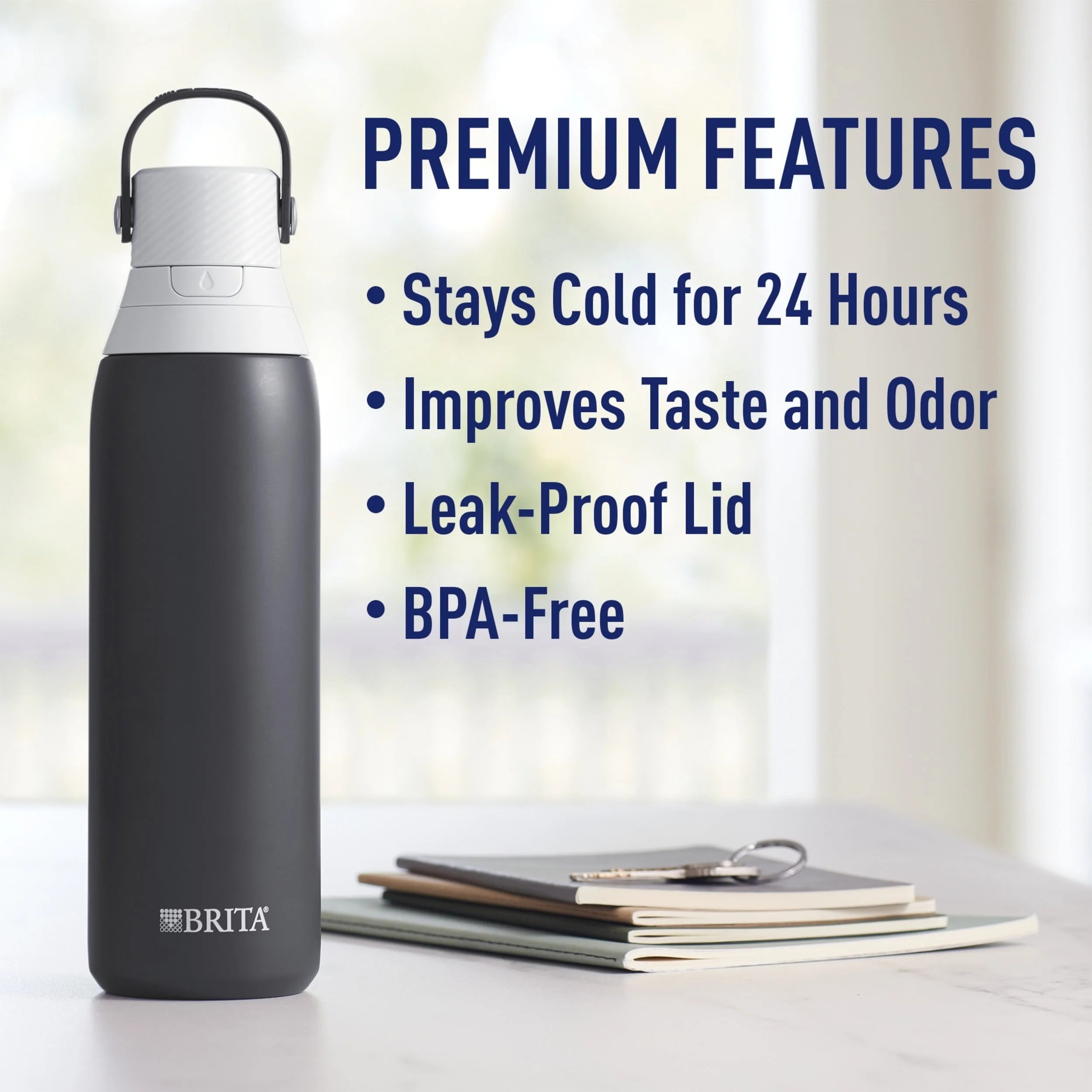 20 oz Stainless Steel Insulated Water Bottle with Straw M399751
