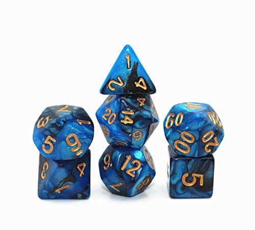 Teal White 7-Die RPG Dice Set L98170