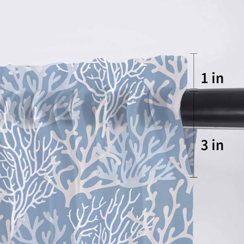 54"x18" Blue Sheer Valance Curtains P15224