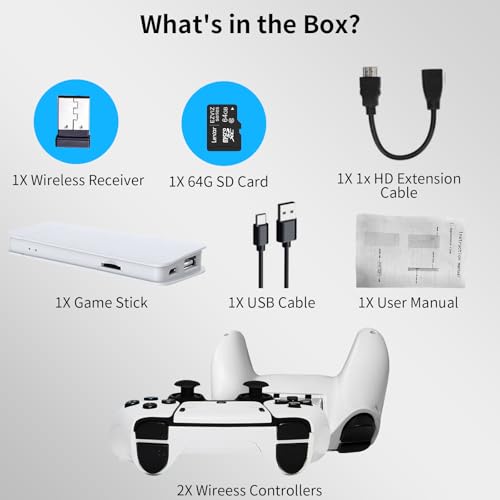 Wireless Retro Game Console with 64GB TF Card and Dual 2.4G Wireless Controllers Z440