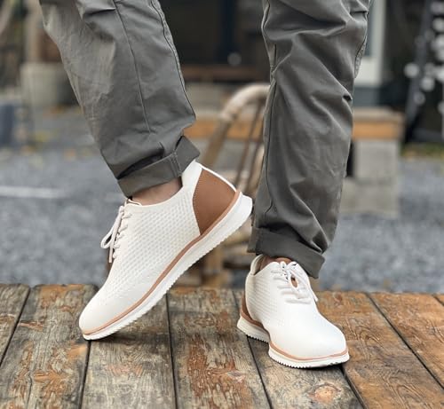 Men's Dress Sneakers Casual Walking Shoes Oxfords Mesh Comfortable Lightweight Breathable Lace-Up X287