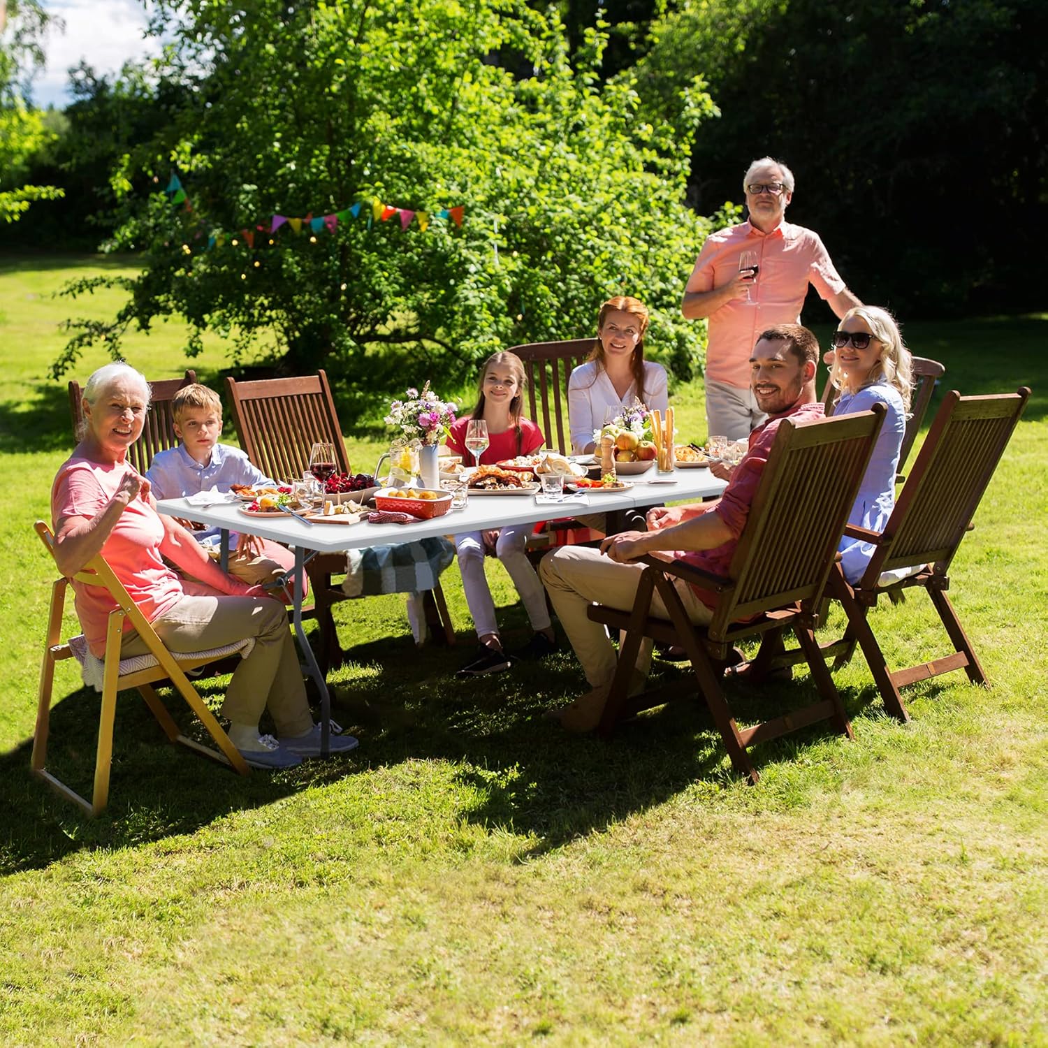 White 8ft Portable Folding Plastic Table S37965