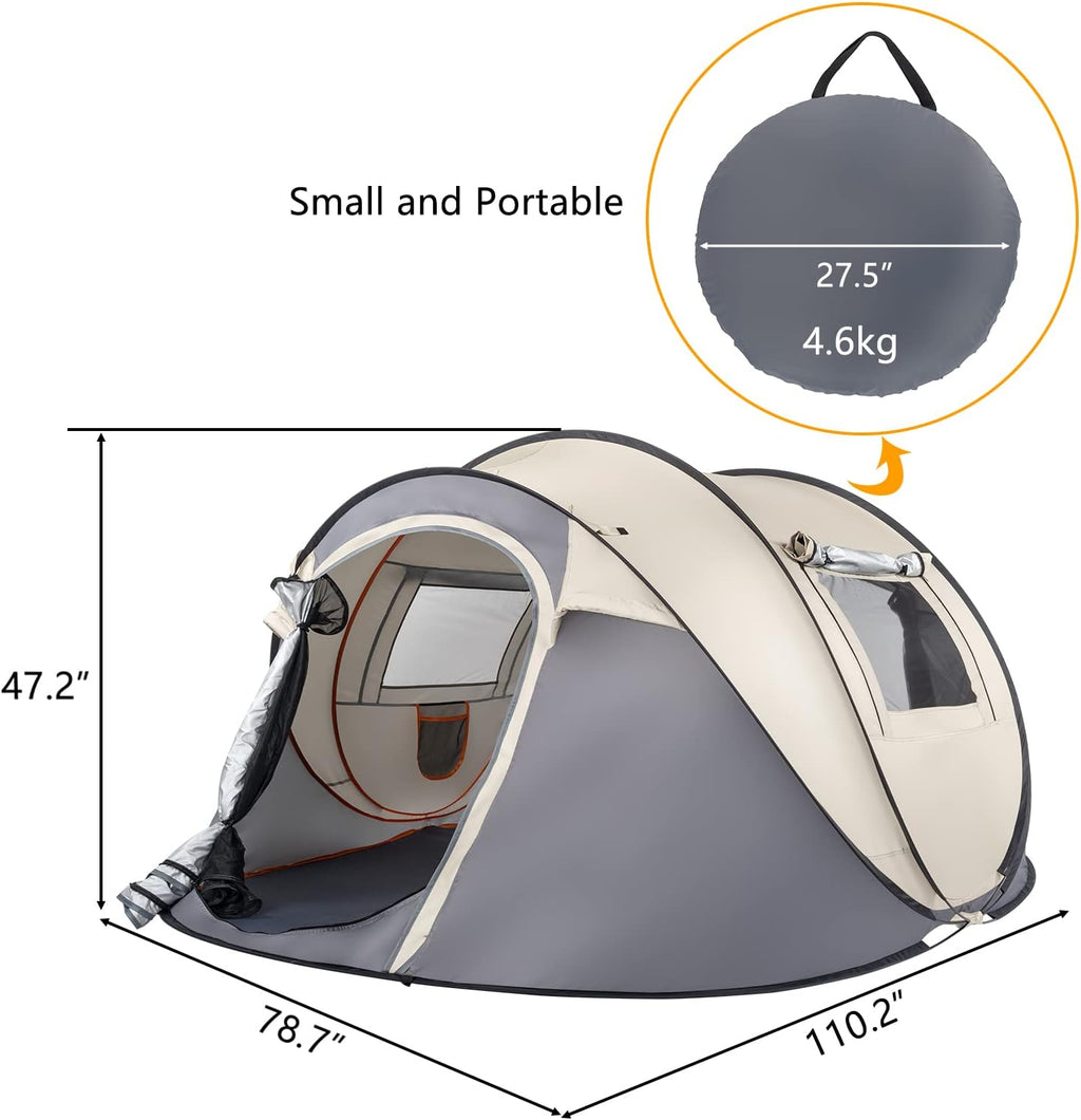 4 Person Pop Up Waterproof Camping Tent with 2 Doors V801991