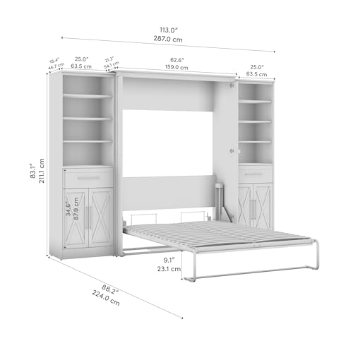 Pure White Oak Full Murphy Bed with Closet Organizers Y95634