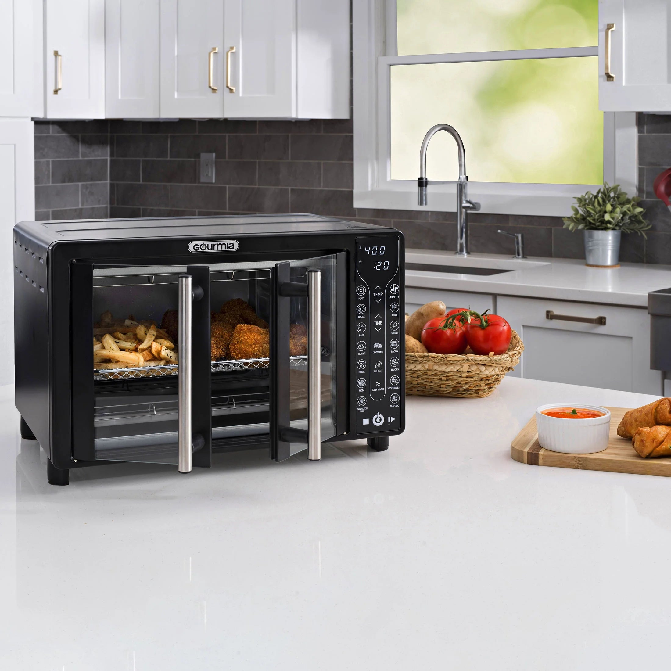 Black Digital French Door Air Fryer Toaster Oven Q4837