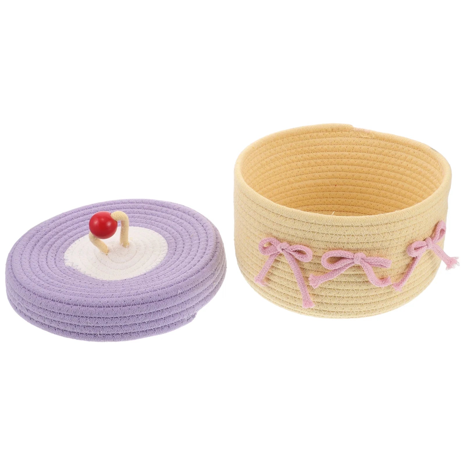 Woven Cotton Rope Basket With Lid H38975