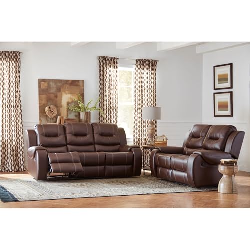 Cambridge Brown Faux Leather Double Reclining Loveseat I4587