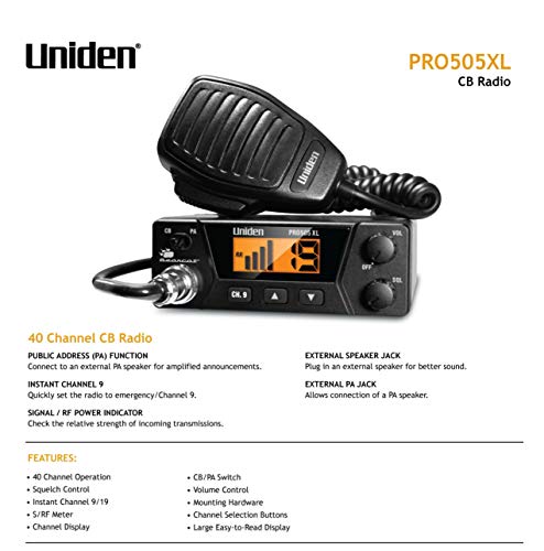 40-Channel CB Radio, Compact Design, Black Z170667