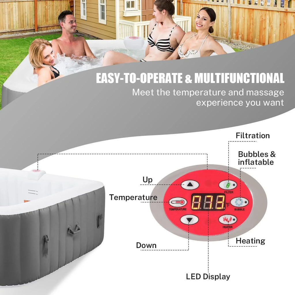 Inflatable Hot Tub with Lockable Cover Z90418