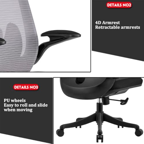 Gray Adjustable Height Mesh Office Chair with Wheels Y73535