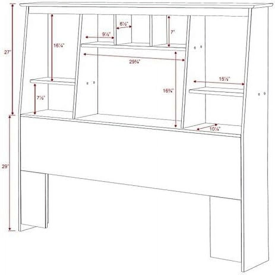 Black Wood Full Queen Bookcase Headboard U404
