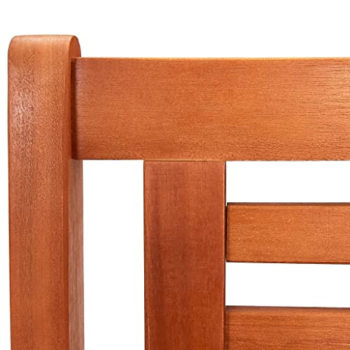 Rustic Brown Solid Eucalyptus Wood 3-Seater Patio Bench with Backrest X865070
