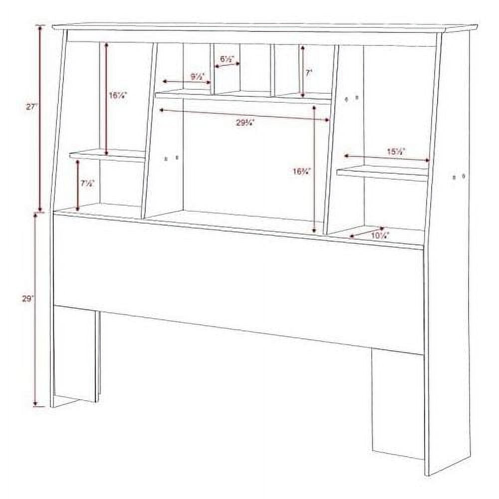 Black Wood Full Queen Bookcase Headboard U404