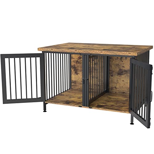 Black Double Dog Crate with Divider U513