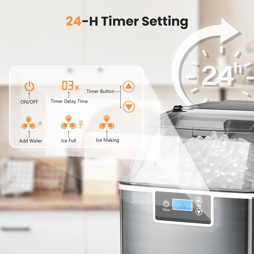 Silver Countertop Ice Maker, 44 lbs/24 H, Compact W176022