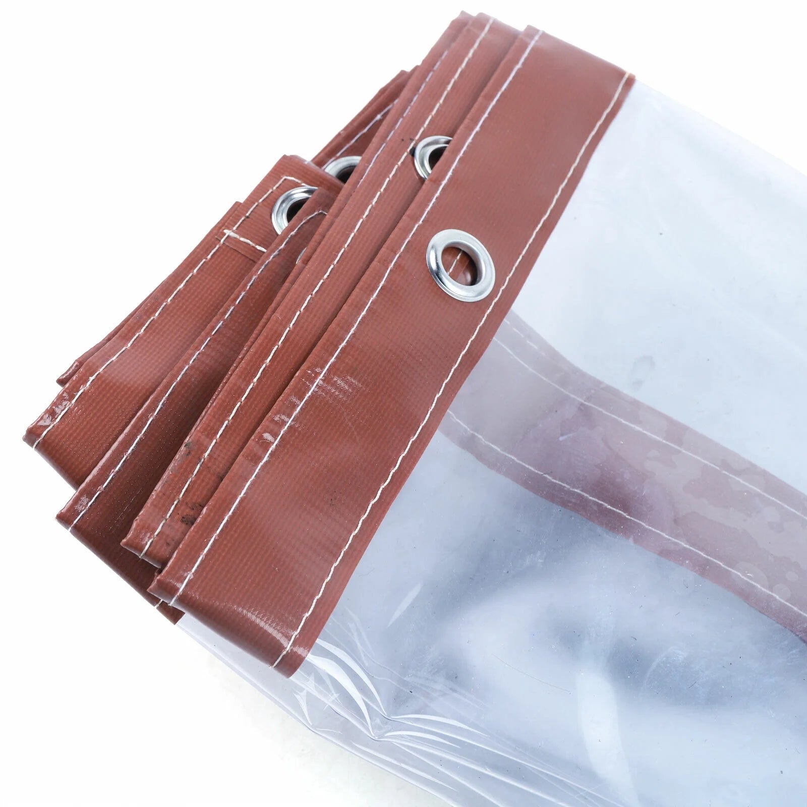 Brown PVC Clear Awning Canopy Curtain Enclosure Tarpaulin H9335