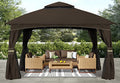 8x8 Outdoor Gazebo with Mosquito Netting Dark Gray J4597