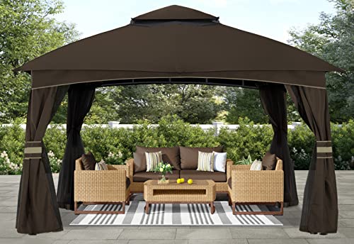 8x8 Outdoor Gazebo with Mosquito Netting Dark Gray J4597