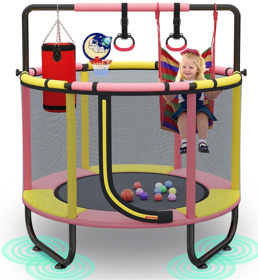 Mini Trampoline with Enclosure and Basketball Hoop D305