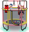 Mini Trampoline with Enclosure and Basketball Hoop D305